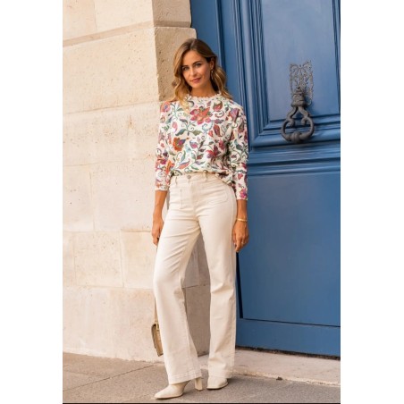 Top en maille à imprimé floral coloré