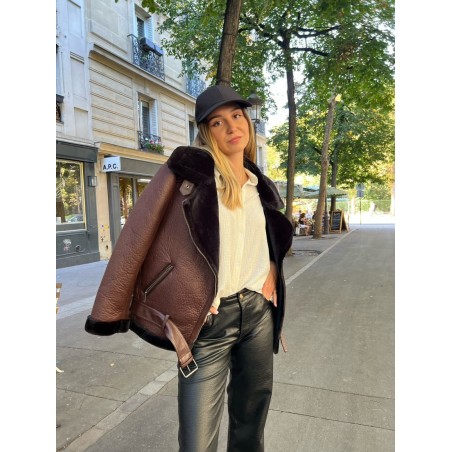 Manteau Aviateur en Simili-Cuir avec Doublure Polaire