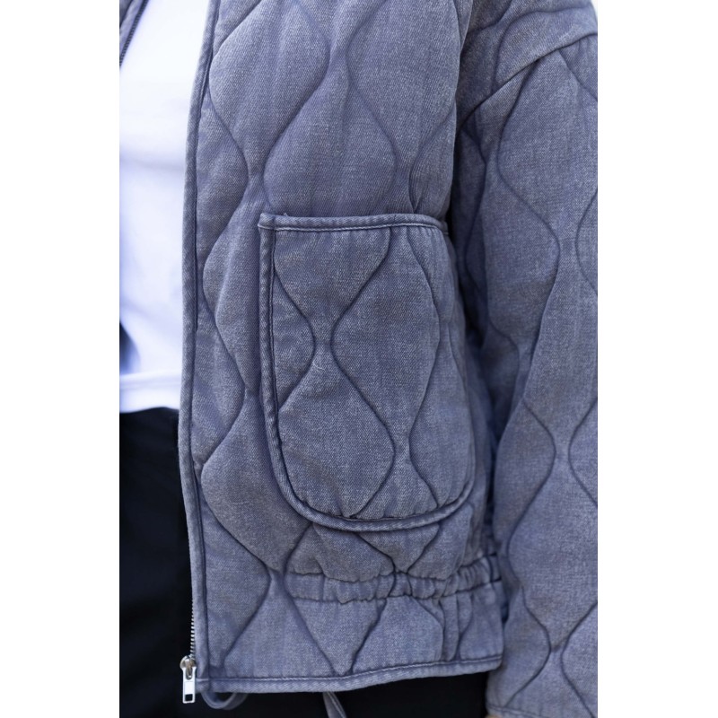 Veste matelassée a une texture denim délavé