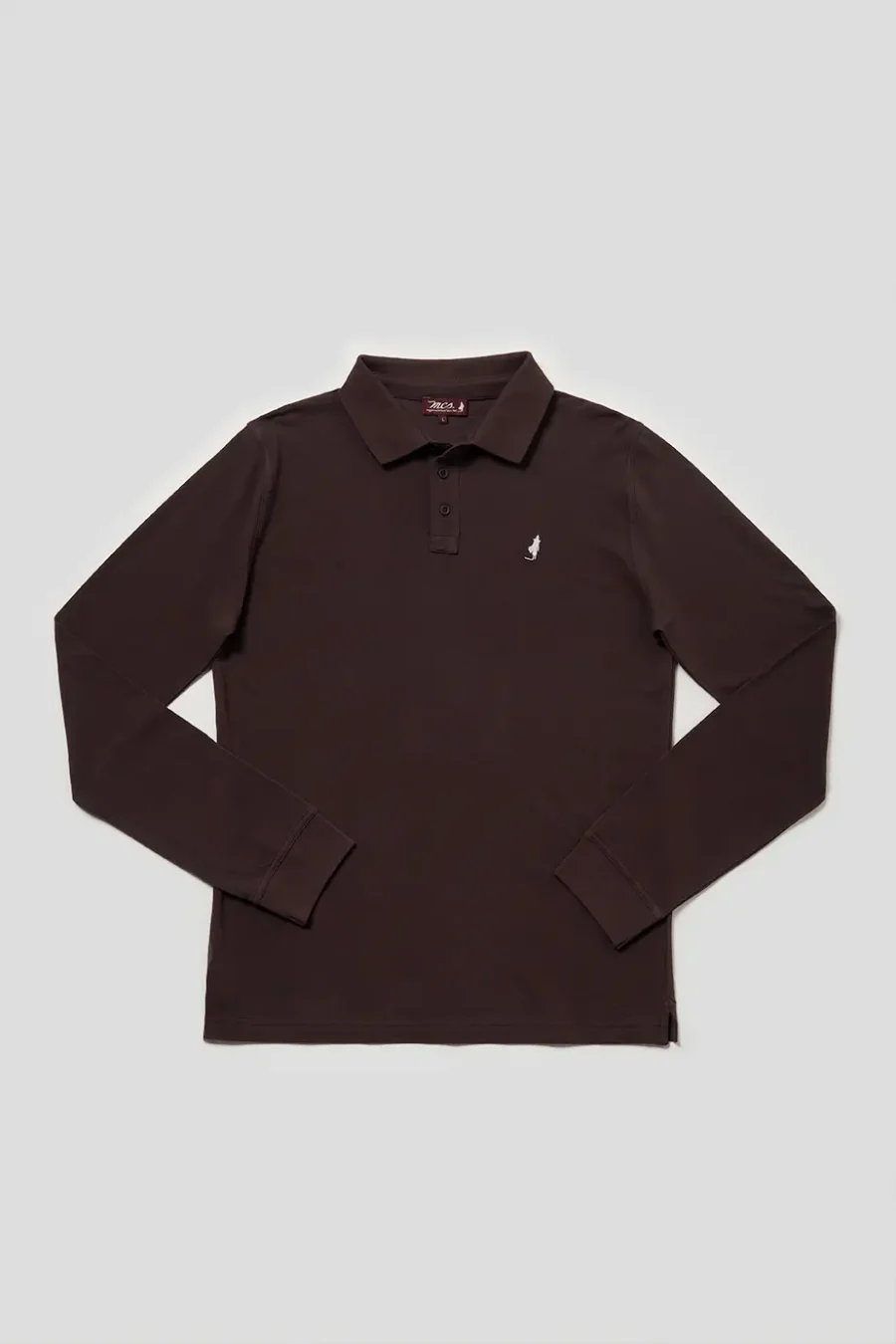 Polo uni manches longues Chocolat - MCS