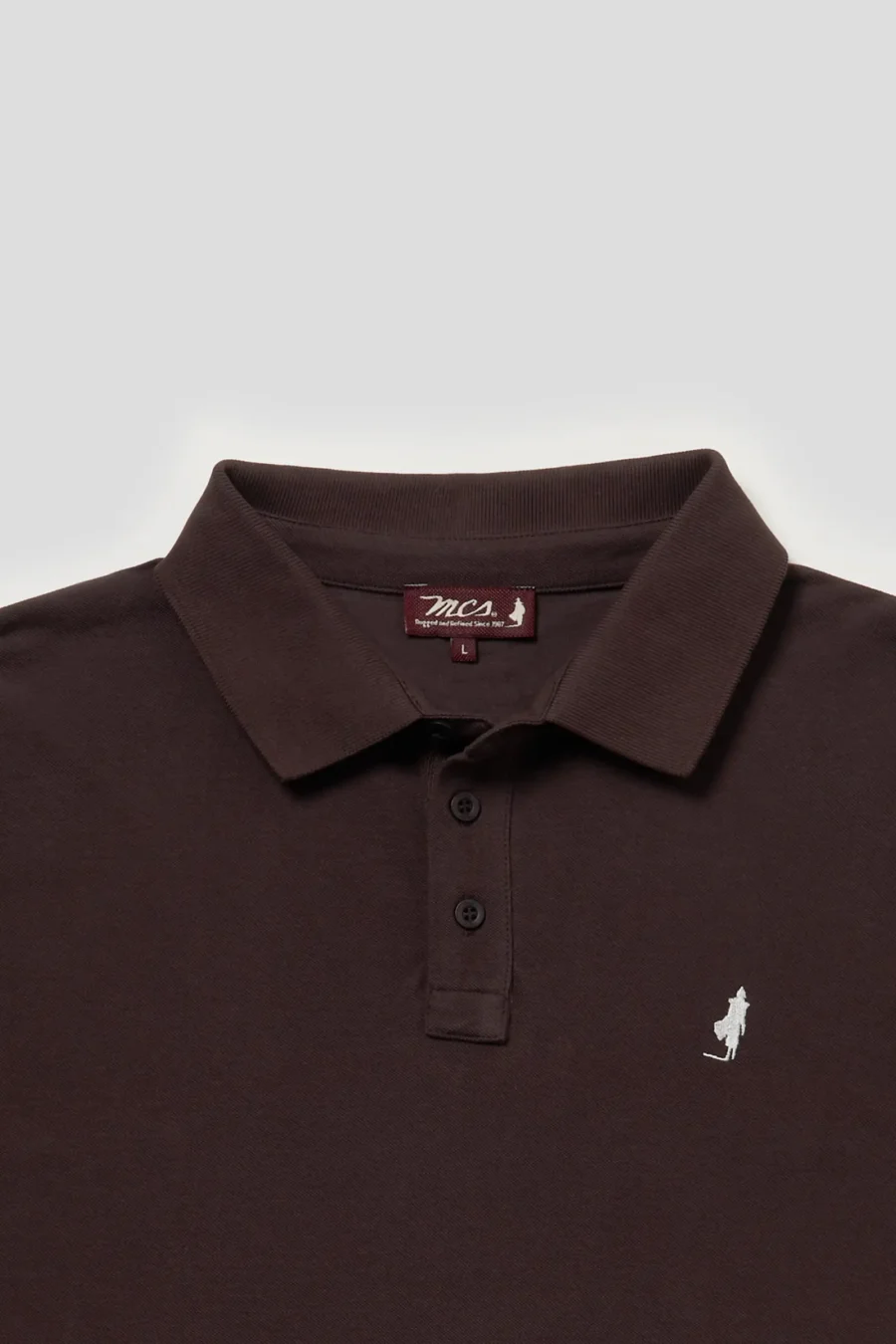 Polo uni manches longues Chocolat - MCS – Image 3
