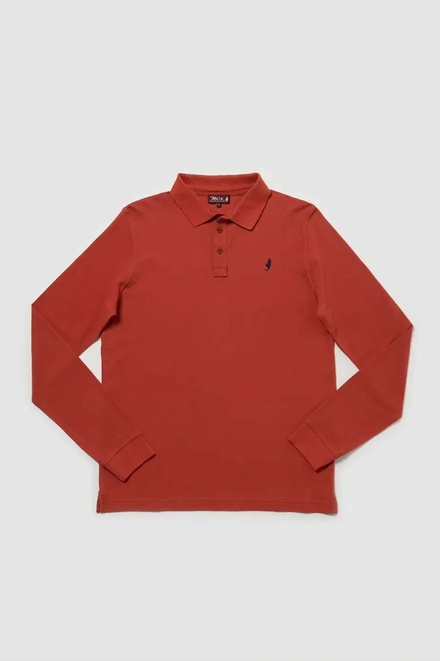 Polo uni manches longues Rouge brûlé - MCS