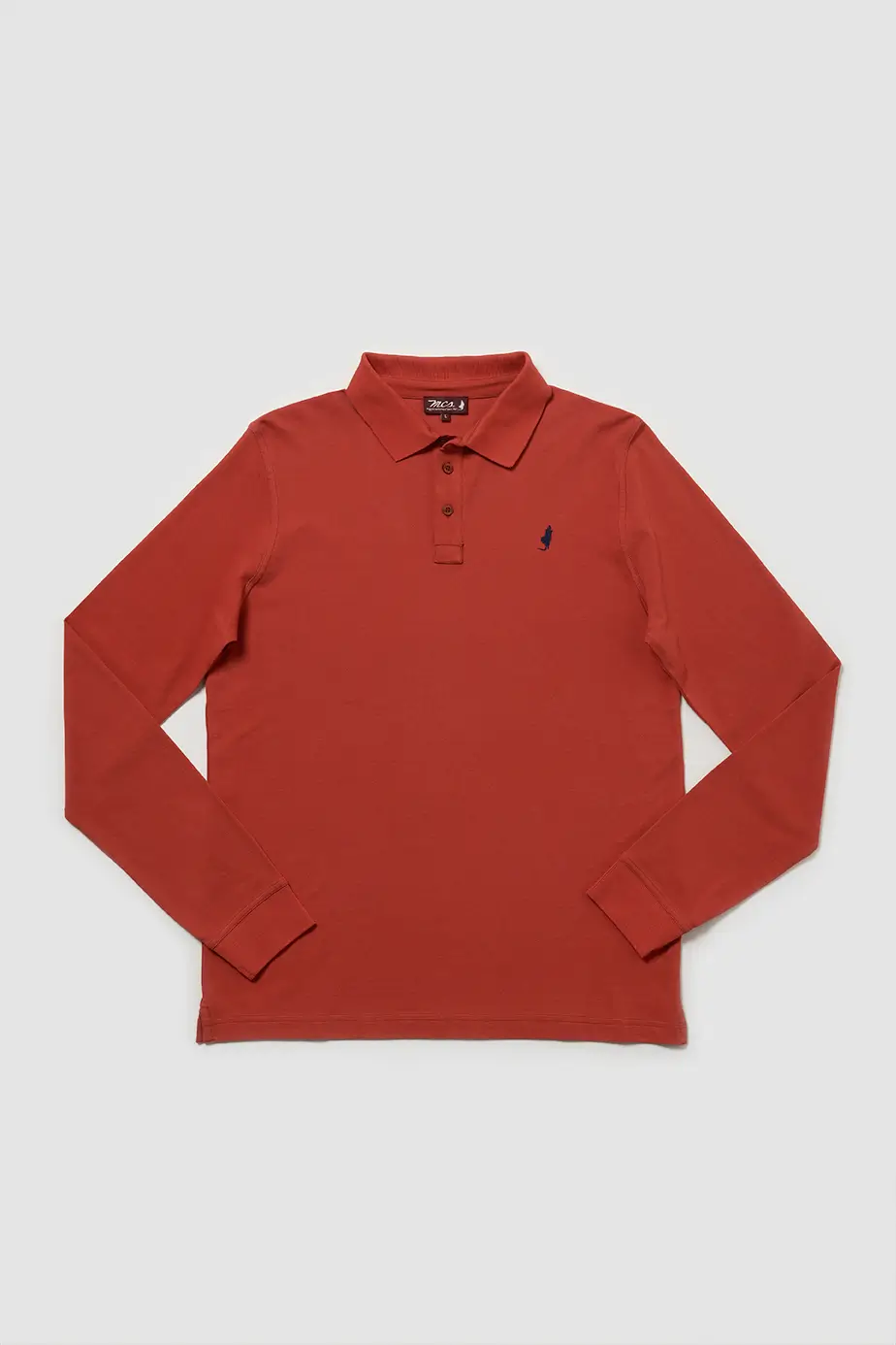 Polo uni manches longues Rouge brûlé – MCS