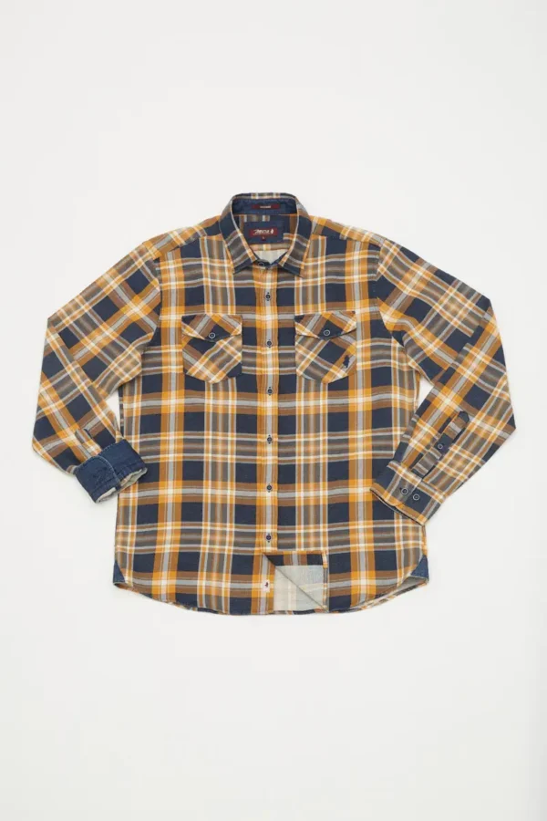 Chemise à carreaux en maille Orange - MCS