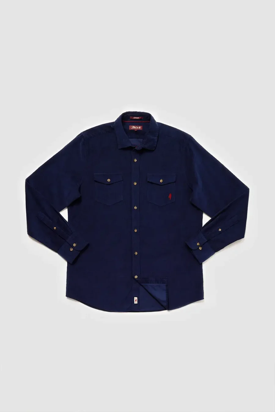 Chemise unie velours côtelé deux poches Bleu marine - MCS
