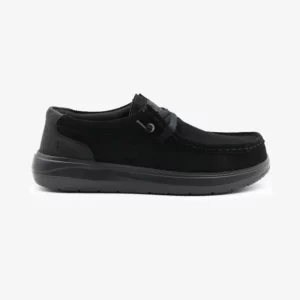 Chaussure bateau Saint‑Jean nubuck noir