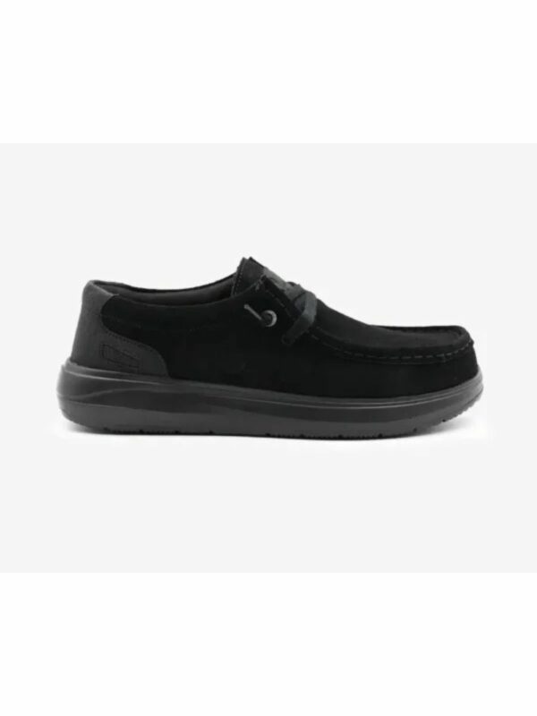 Chaussure bateau Saint‑Jean nubuck noir