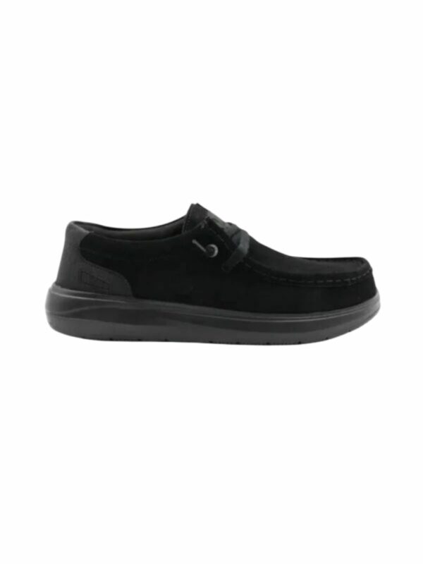 Chaussure bateau Saint‑Jean nubuck noir