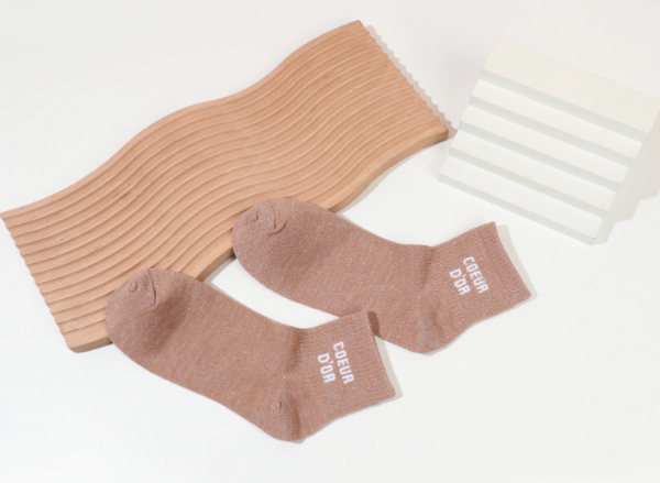 Chaussettes à Paillettes et Petit Message marron