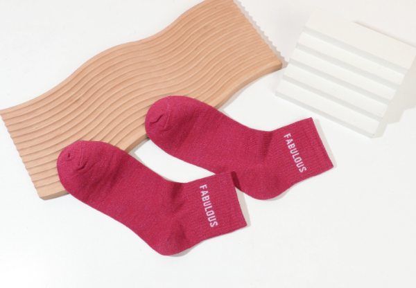 Chaussettes à Paillettes et Petit Message Framboise