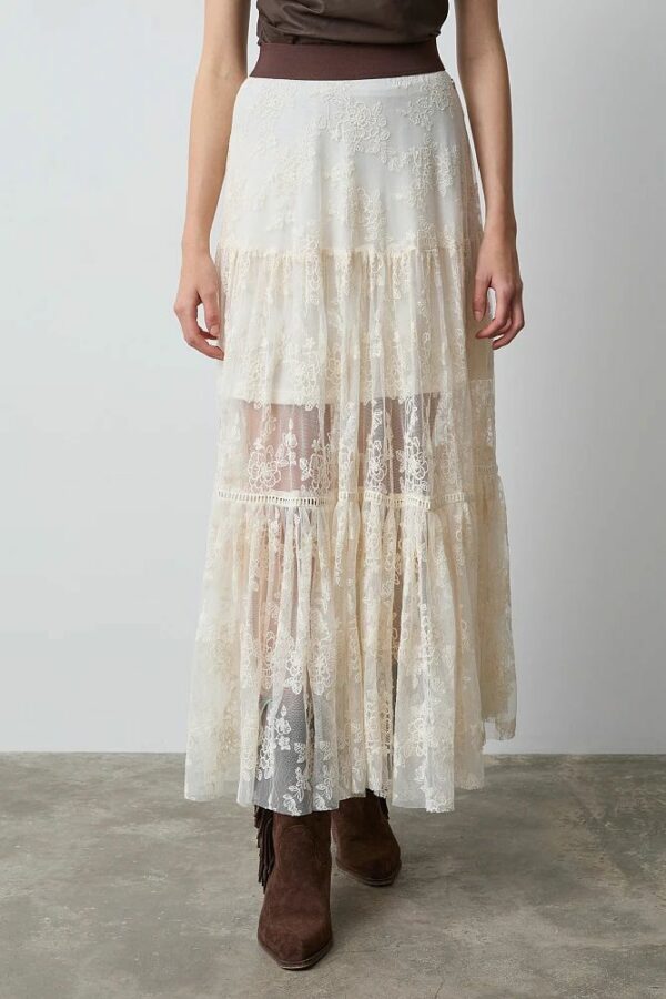 Jupe longue à dentelle vanille BSB