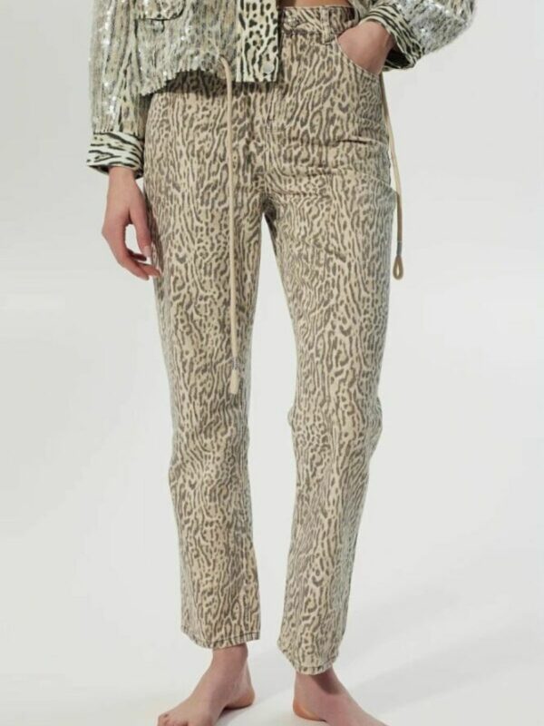 Pantalon Femme Bsb Mandy motif animal gris