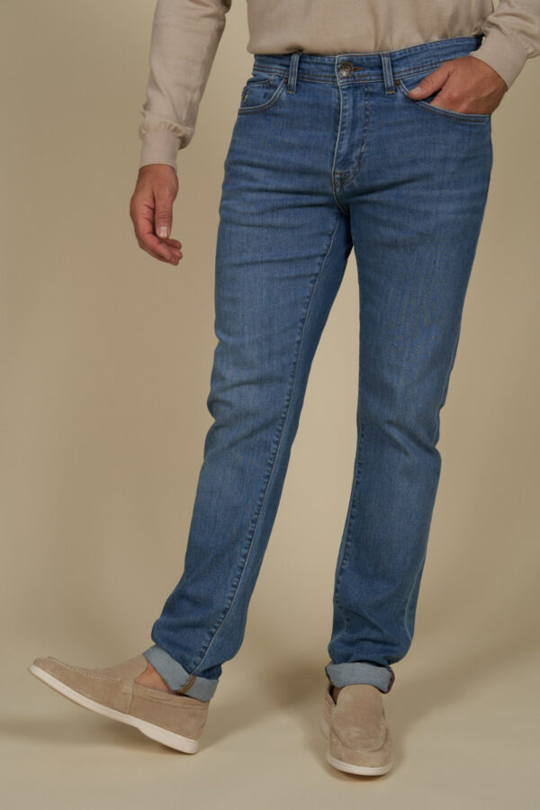 Jean léger regular tapered stretch Bleu denim MCS