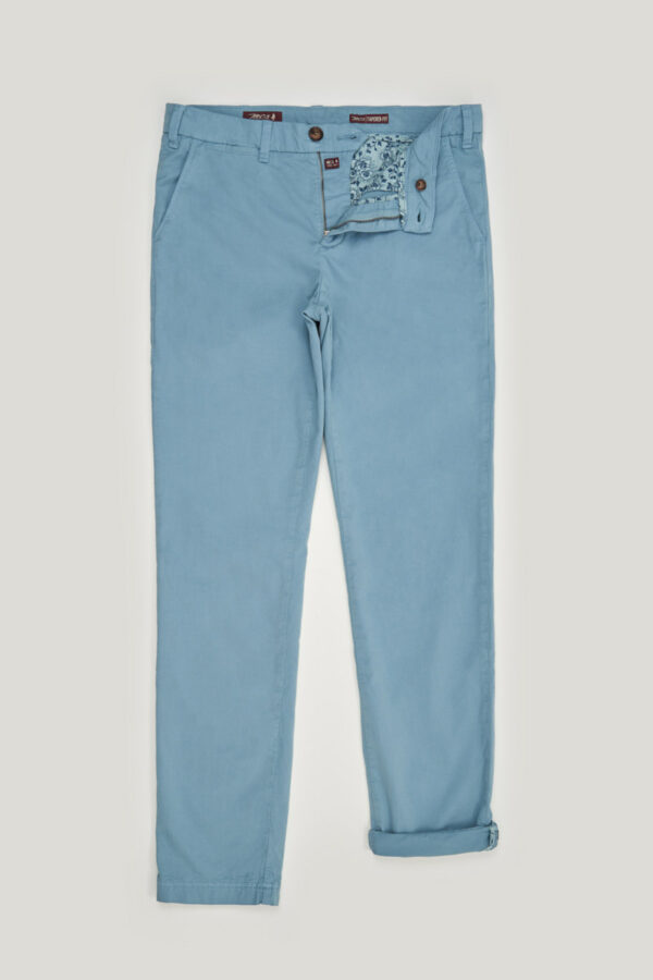 Pantalon Homme chino stretch uni Bleu ciel MCS