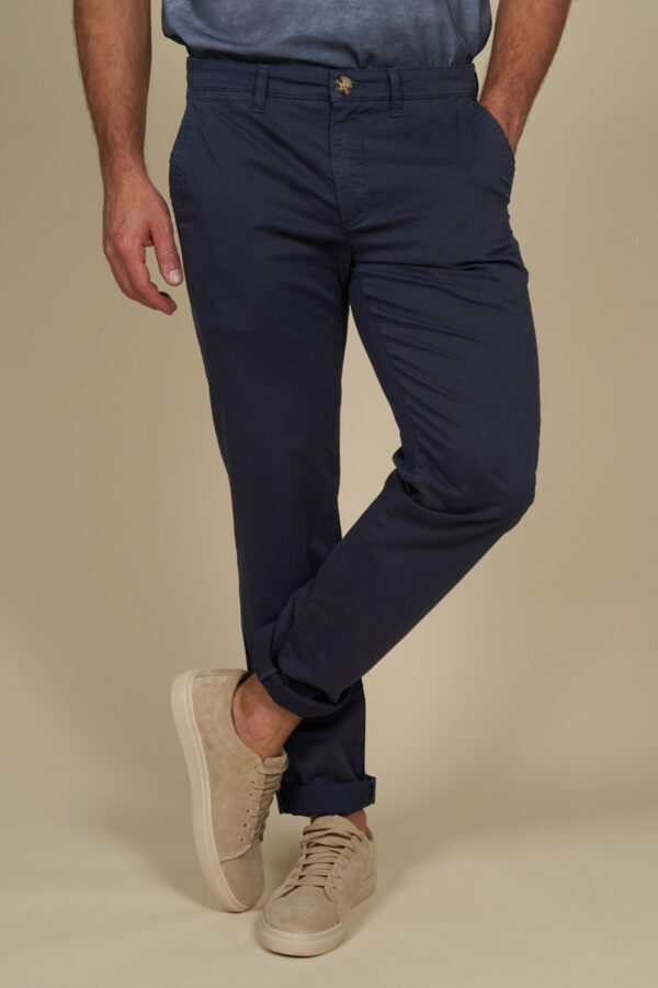 Pantalon chino stretch uni Bleu marine MCS