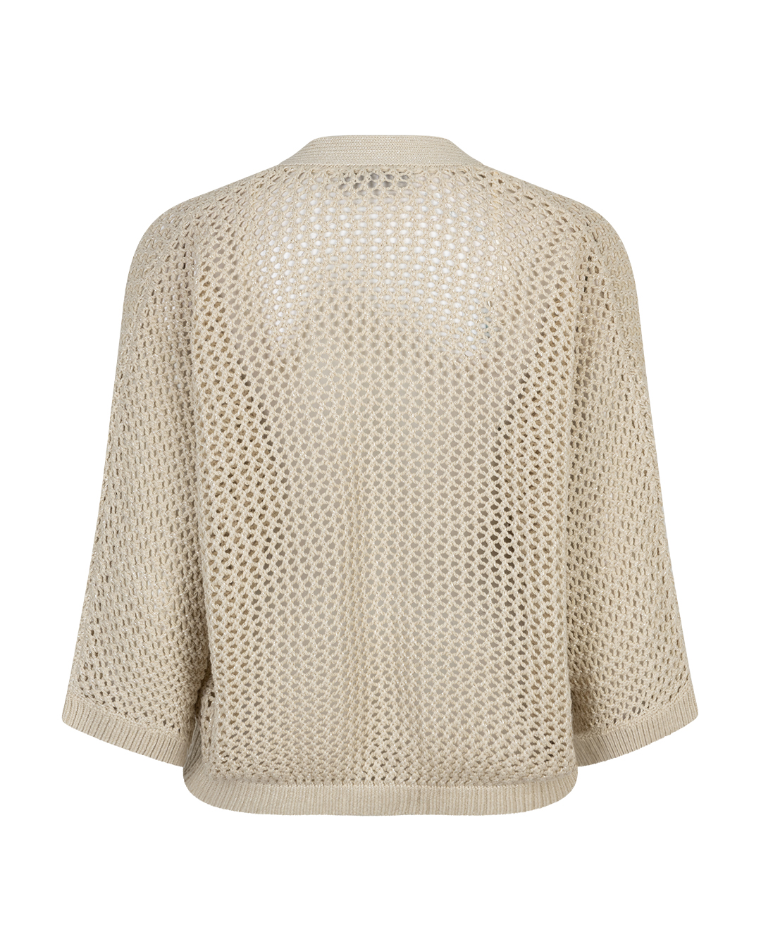 Cardigan Pointelle Red Button beige – Image 2