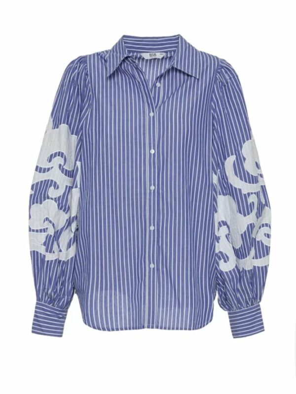 Chemise femme rayée à manches brodées BSB