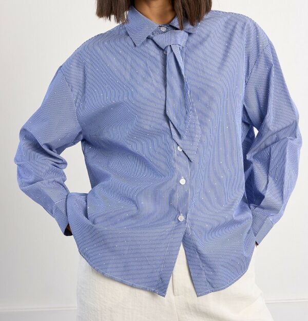 Chemise oversize rayée et strassée à cravate LILI SIDONIO