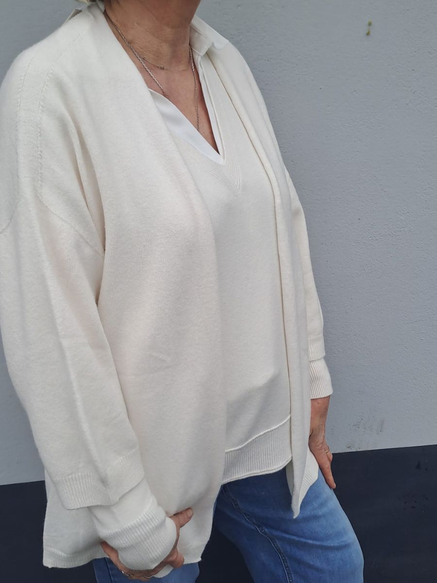 Gilet à manches 3/4 blanc cassé Alexandre Laurent – Image 4