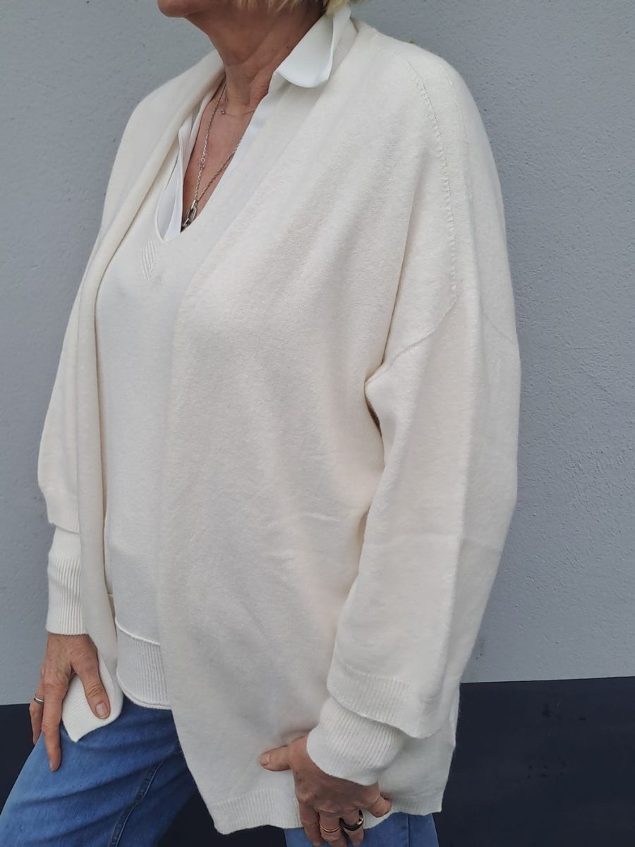 Gilet à manches 3/4 blanc cassé Alexandre Laurent – Image 3