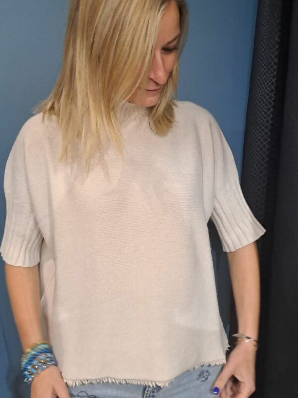 Pull à col roulé beige en maille Alexandre Laurent