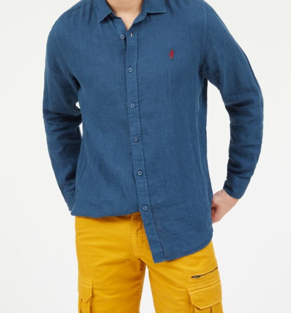 Chemise en lin Bleu foncé MCS