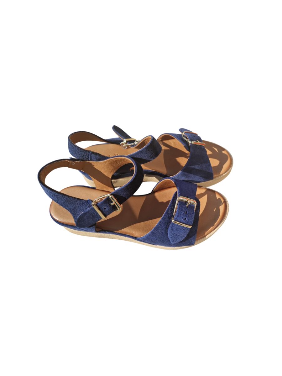 Sandales compensées Maillemort Bleu marine Coco et Abricot – Image 2