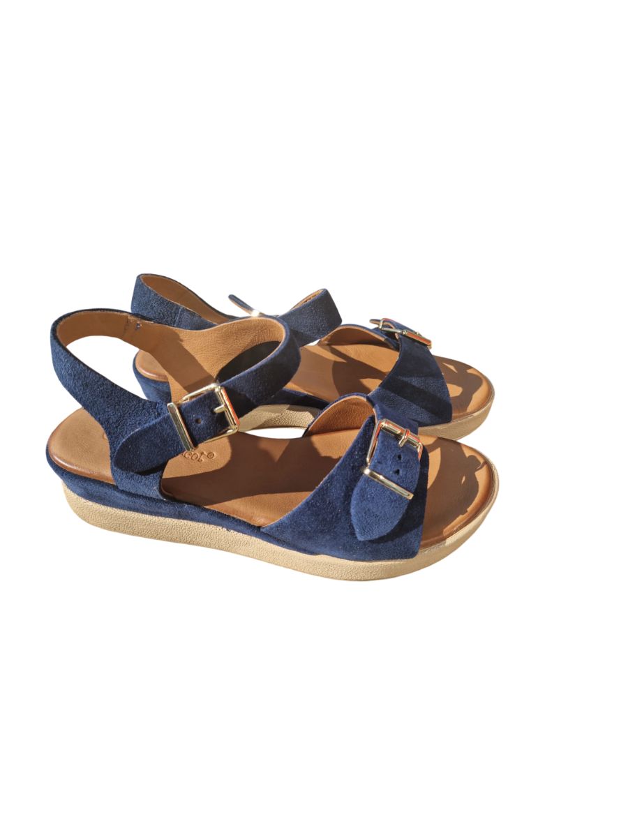 Sandales compensées Maillemort Bleu marine Coco et Abricot – Image 3