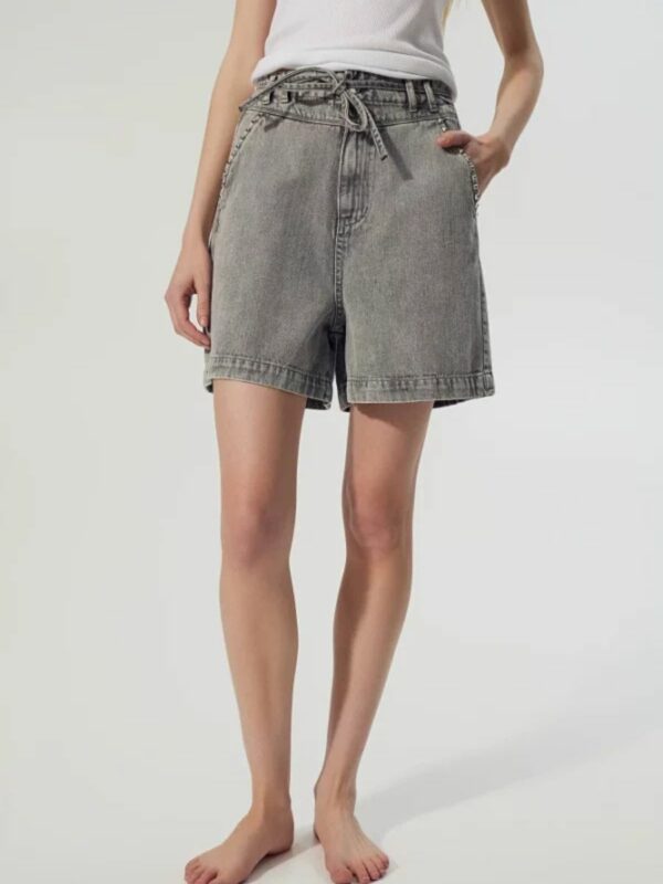 Short Denim gris BSB avec lien à nouer