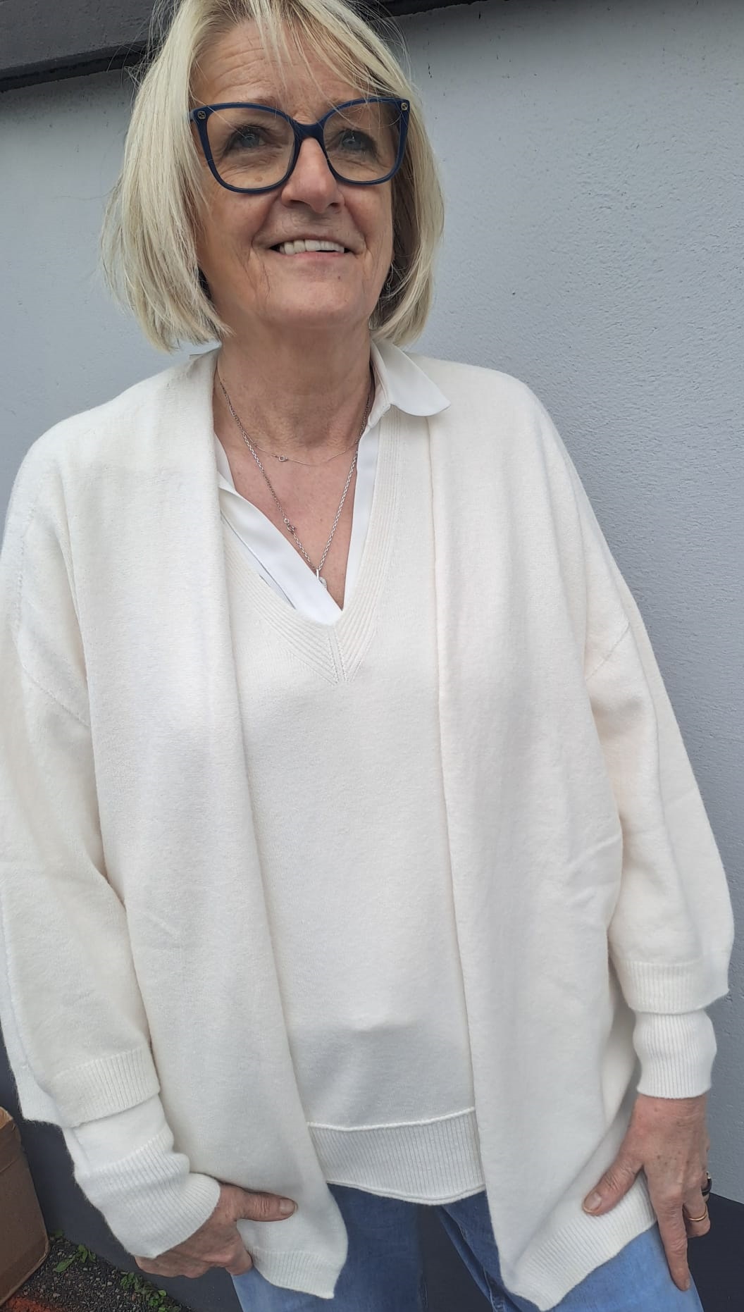 Gilet à manches 3/4 blanc cassé Alexandre Laurent – Image 2