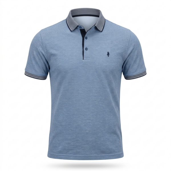 Polo homme à col rayé MCS