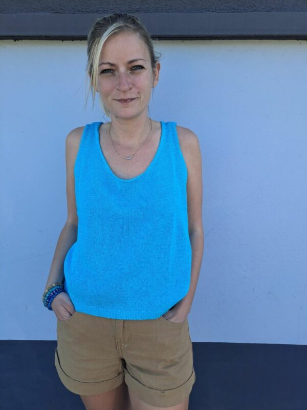 débardeur léger en maille Bleu Alexandre Laurent