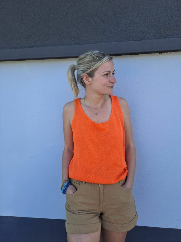 débardeur léger en maille orange Alexandre Laurent