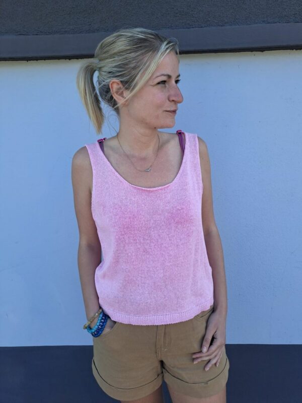 débardeur léger en maille rose Alexandre Laurent