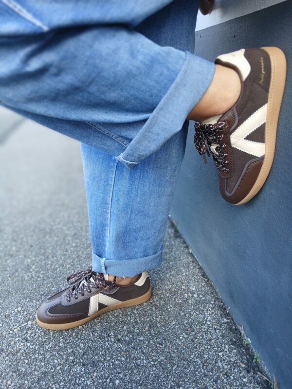 Basket ASFVLT Elite Classic chocolat cuir et bande creme