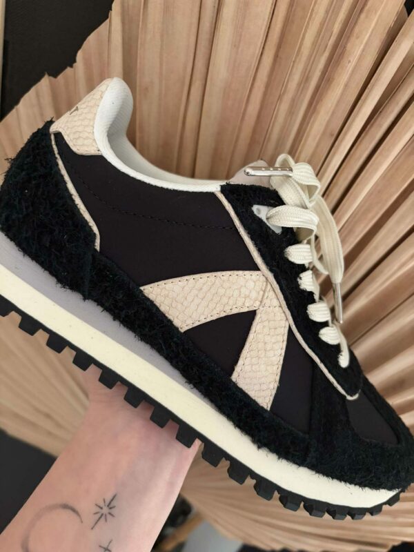 Basket ASFVLT Gate noire tige nylon et daim bande serpent