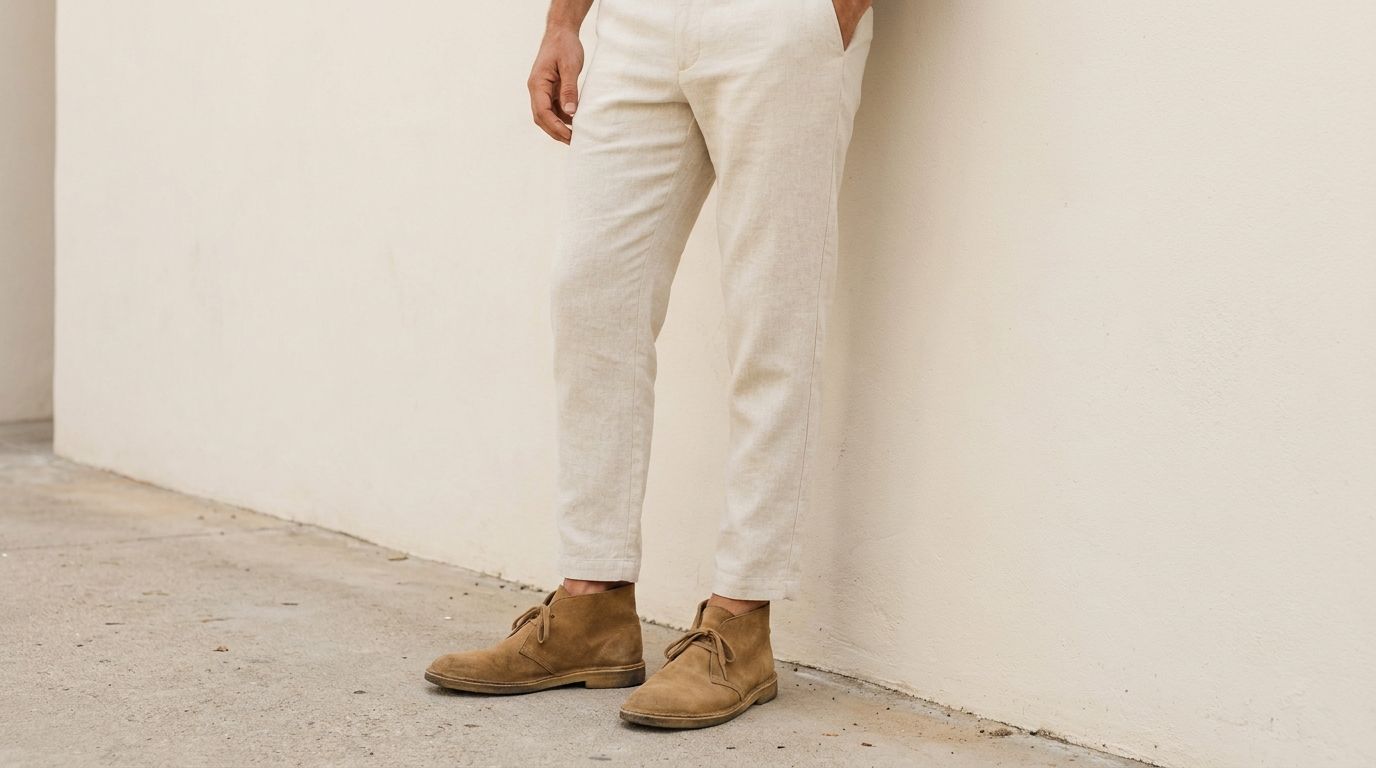 Selon la couleur du lin — chaussure et pantalon en lin