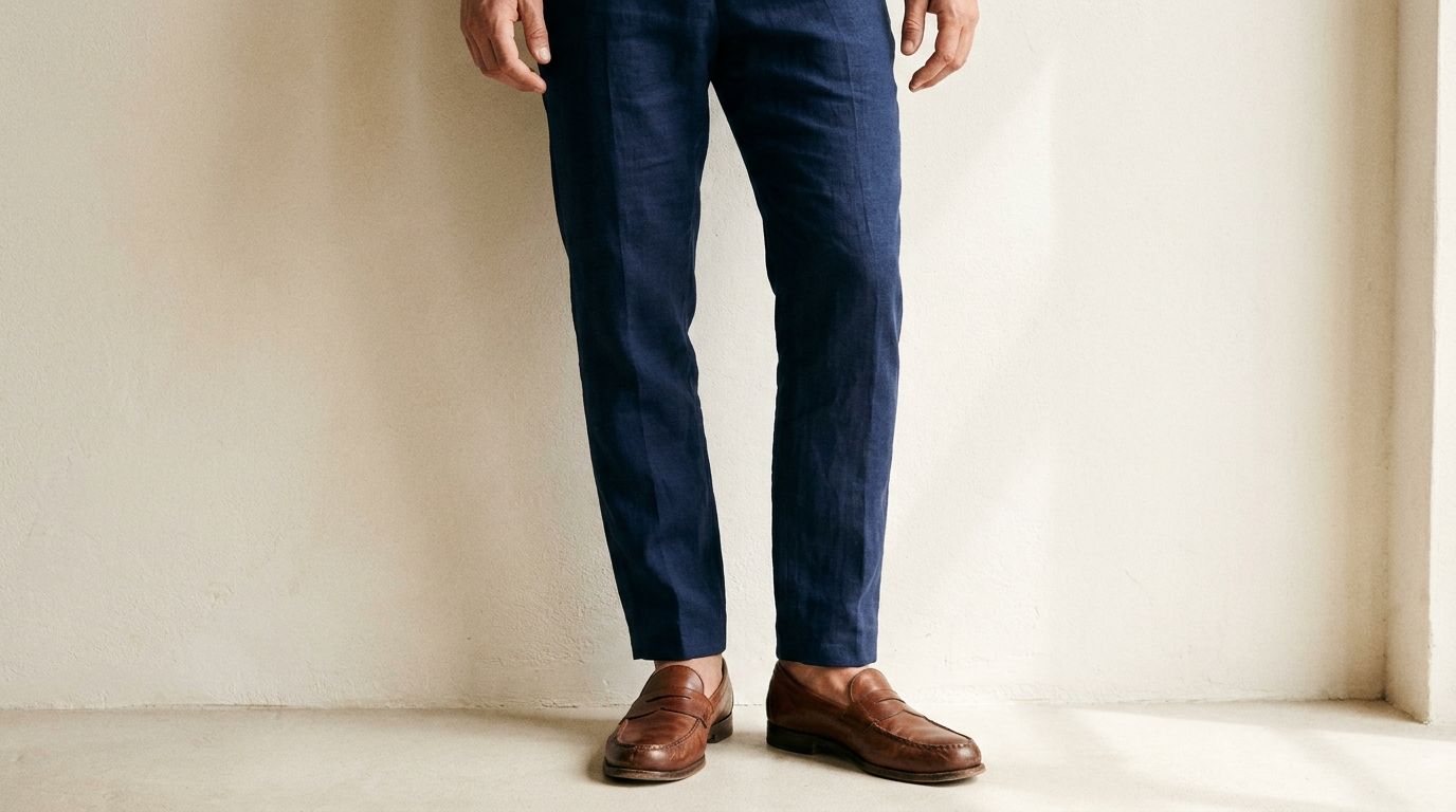 Selon la coupe du pantalon — chaussure et pantalon en lin