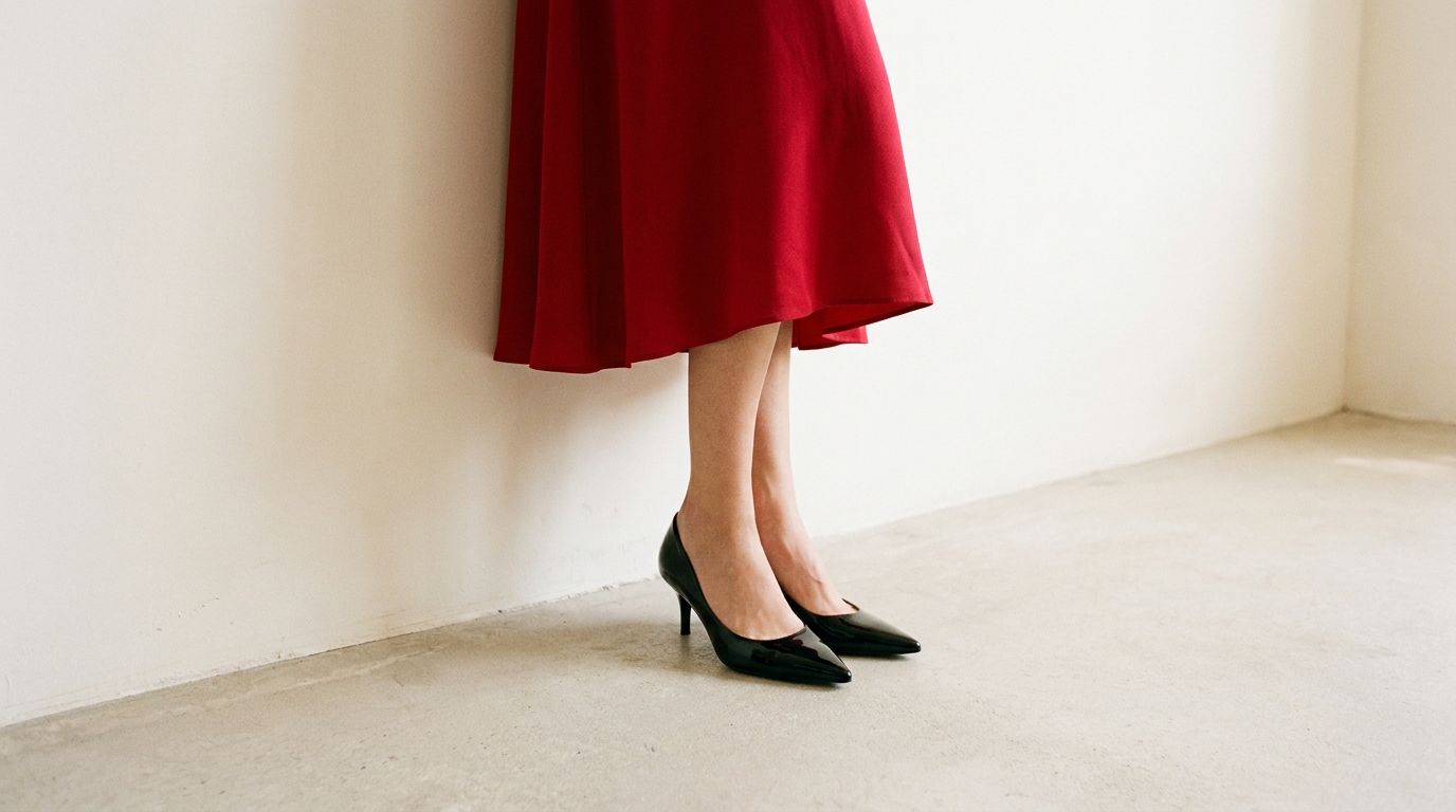 Le doré et l’argenté avec une robe rouge — chaussure robe rouge