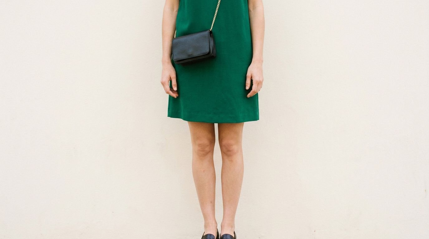 Assortir le sac et les bijoux — chaussure et robe verte
