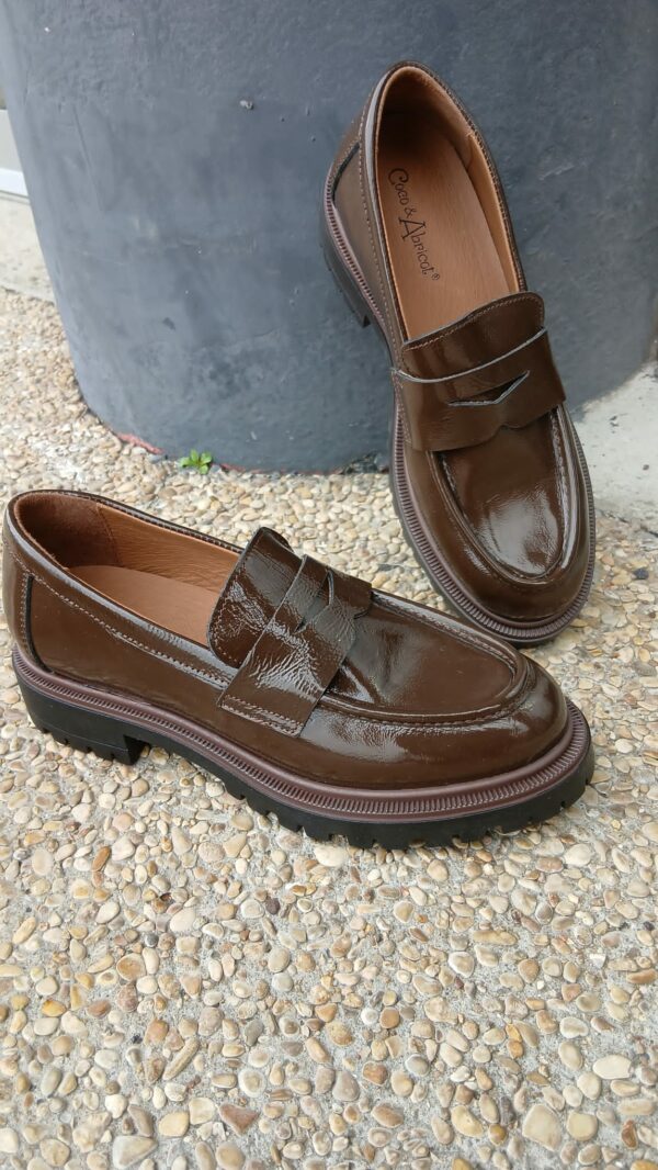 Mocassins vernis chocolat Etouvelles Coco & Abricot