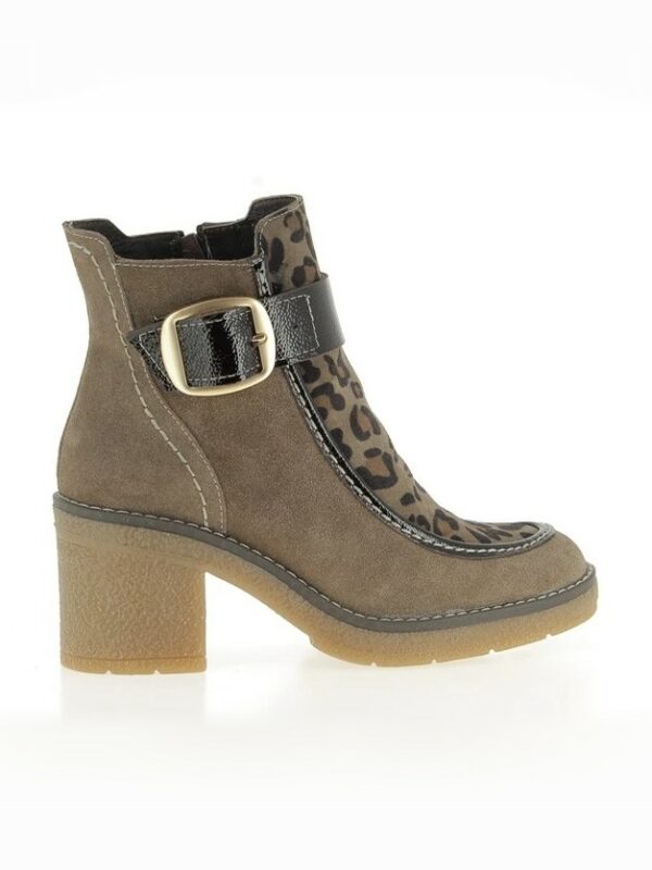 Bottines à talons semelle crêpe ETIVEY SUEDE-LEOPARD-SUEDE-PATENTE-PA - Taupe