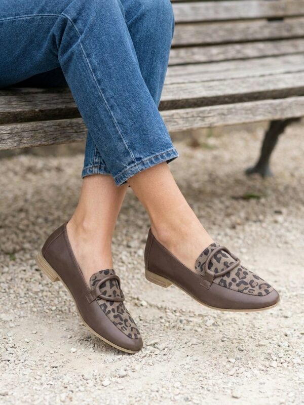 Mocassins ESPARROS LEATHER-BIG LEOP-LEATHER - Praline, vue portée