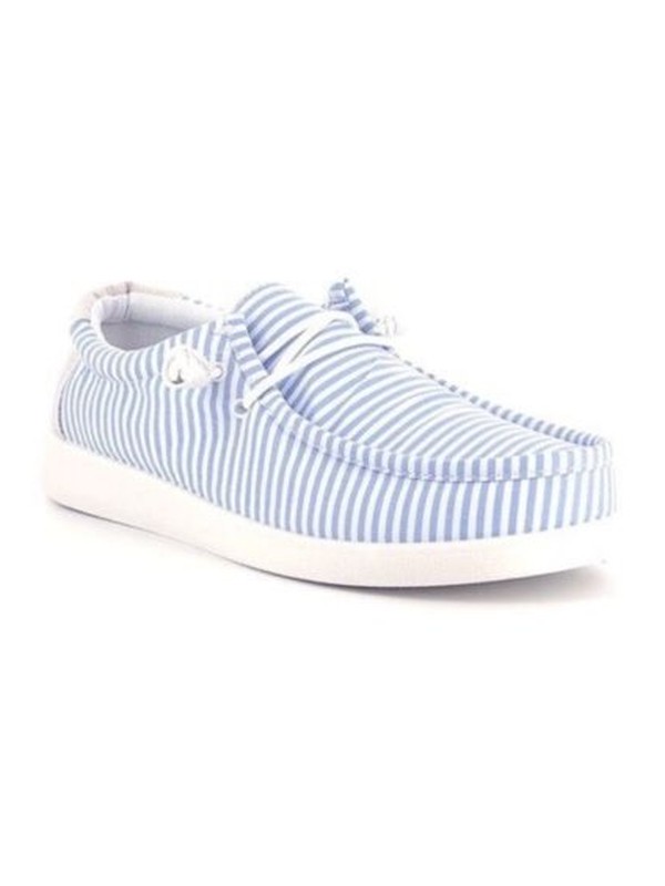 Mocassins en toile marinière bleu ciel UOMO